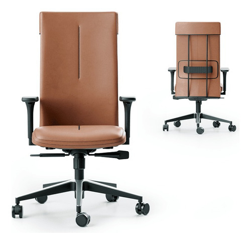 Poltrona Cavaletti Presidente Leef Syncron - Couro Natural Cor Marrom
