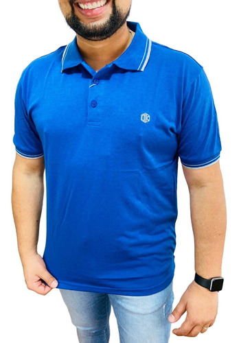 Camiseta Polo Masculina Plus Size Delkor