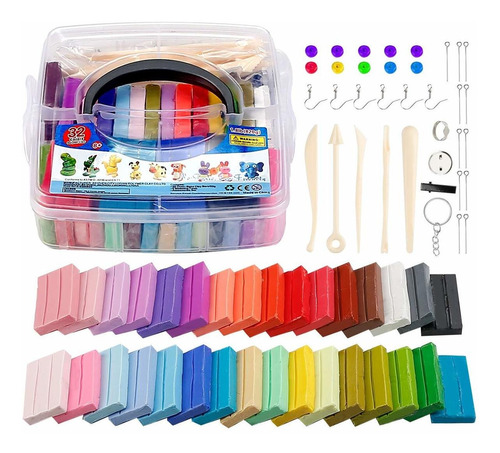 Qmay - Kit De Arcilla Polimérica, 32 Colores Para Hornear En