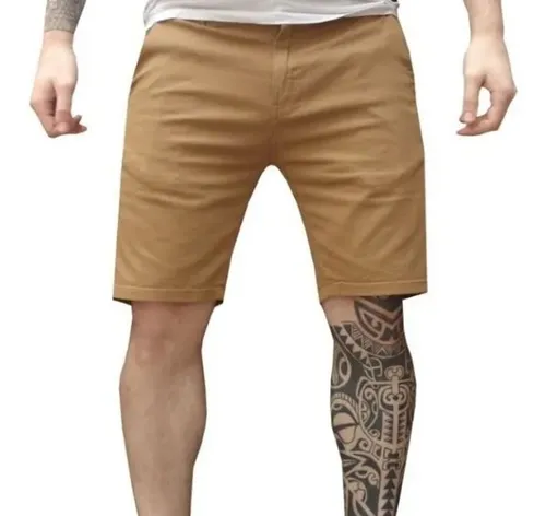 Bermudas De Gabardina Elastizada Corte Chino Import Art 3090
