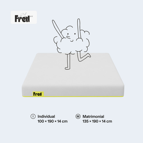 Colchón Individual Fred De Espuma En Caja 14cm Alto, Firme Blanco