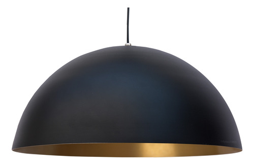 Imagem 2 de 8 de Pendente Ônix Preto E Dourado Alumínio Meia Lua Esfera 43cm