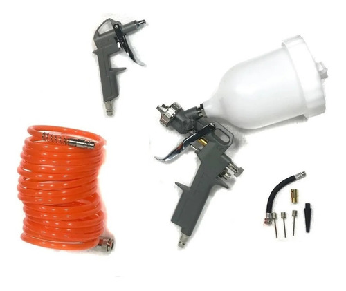 Imagen 1 de 3 de Kit 3 Pz Compresor Pistola Aire Pintar Infla Acople Manguera