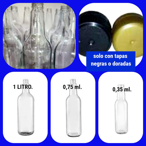 Envases Tipo Española C/tapas, 1 Litro,750ml,350ml X Docena