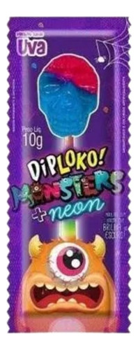 Pirulito Dip Loko Neon Monster Brilha No Escuro 15un Diploko