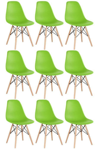 9 Cadeiras Eames Wood Dsw Eiffel Casa Jantar Colorida Cores Cor da estrutura da cadeira Verde-claro