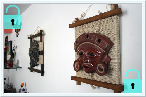 Máscara Orejona Teotihuacana Con Marco De Madera / Artesanía