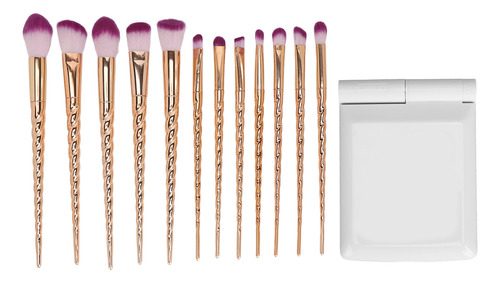 Kit De Brochas Led Con Espejo Cosmético, 12 Piezas, Set De M