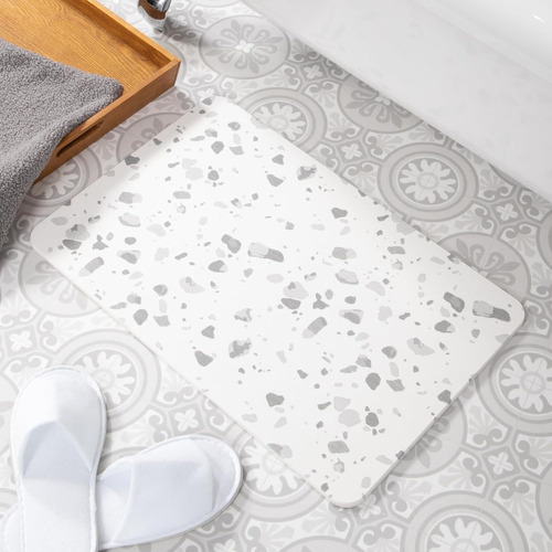 Artsy Mats, Terrazo Gris, Blanco, Diatomita De Secado Rap...