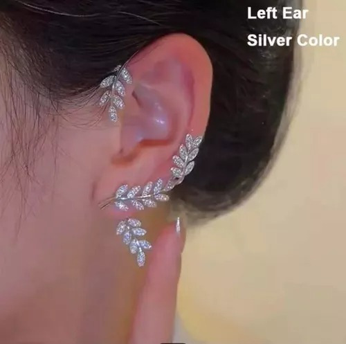 Arete Solitario Diseño Hojas Corridas