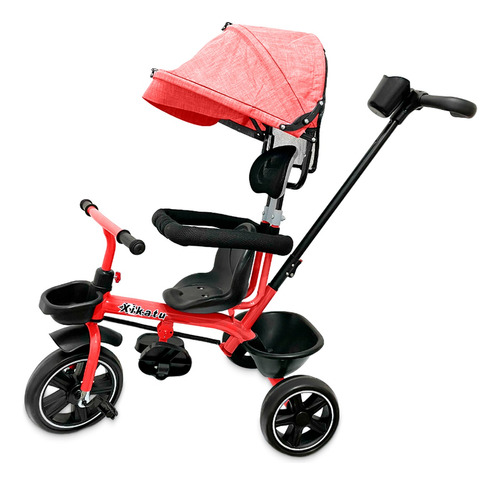 Triciclo Coche Infantil 5 En 1 Toldo, Mango Direccional Rojo