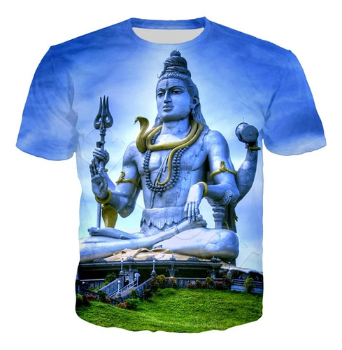 Mklo Camisetas Casuais De Manga Curta Com Impressão 3d Shiva