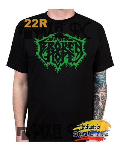 Camiseta Broken Hope Logo Brutal Death Metal Retro Pixel Rc