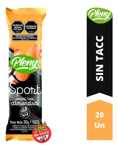 Barras De Cereales Pleny Sport Caja X 20 - Sin Tacc