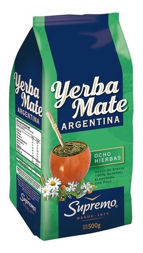 Yerba Mate Argentina 8 Hierbas 500grs. Premium Te Supremo