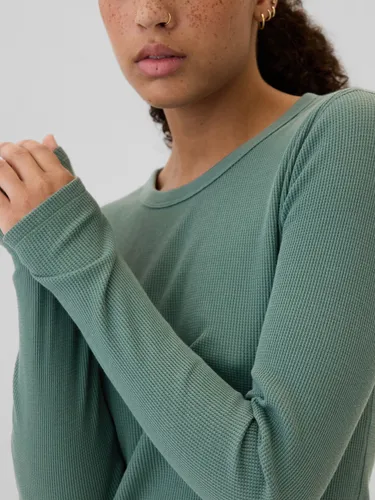 Polera Gap Waffle Manga Larga Mujer Verde