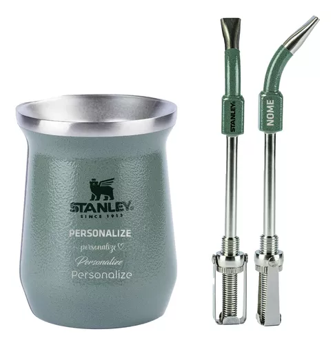 Kit Stanley Copo Térmico + Cuia Inox Personalizada + Bomba - Preto -  TCHÁFINO