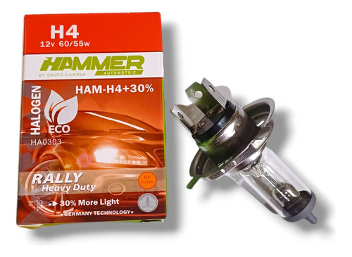 Bombillo H4 Hammer 12v 60/55w + 30%