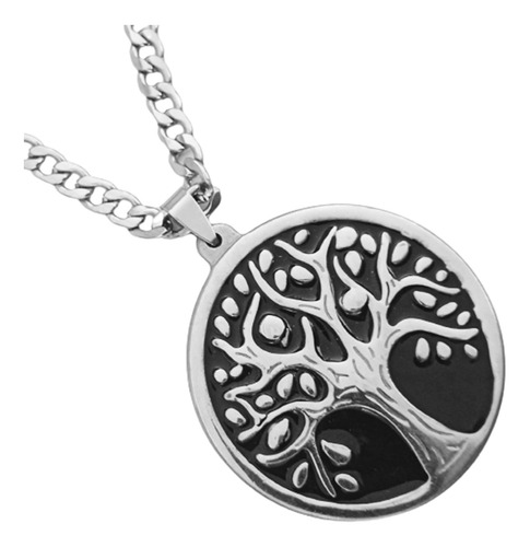 Medalla Arbol De La Vida Grande Y Cadena Gruesa, Acero, Joya