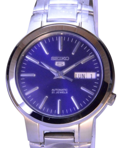 Reloj Seiko 5 Snka07 Autentico Japones Automático Plateado Plateado Azul