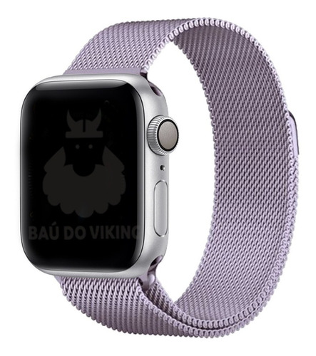 Pulseira Magnética Aço Milanês Compatível Com Apple Watch Cor Lavanda Largura 42 Mm