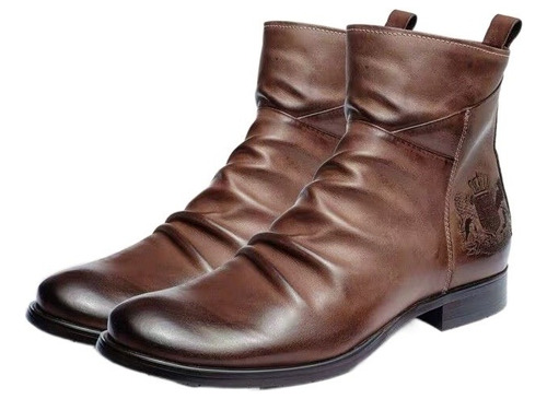 Botas Moda Negro Militar Caballero De Cuero Para Hombre