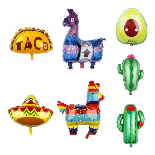 Globos Decoración Kit Fiesta Mexicana *taco Cactus Sombrero*