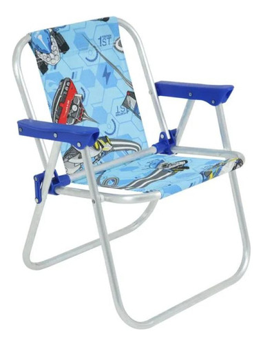 Cadeira Infantil Aluminio Hot Wheels Azul Bel