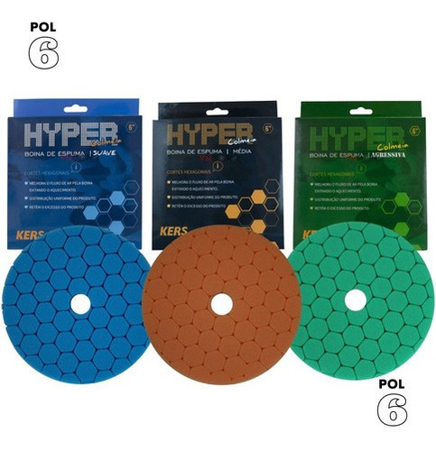 Kit De Boinas De Espuma Corte Lustro Refino Hyper 6pol Kers