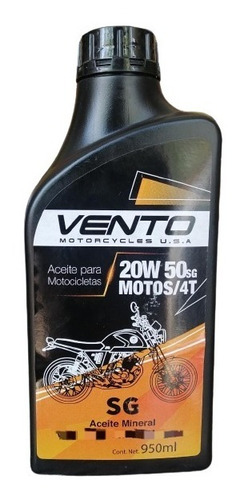 Aceite Original Vento Moto 20w50 Sg 4 Tiempos 1 Litro