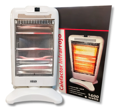 Estufa Halogena Faraon 1600w 2 Niv Girat.180° Color Blanco