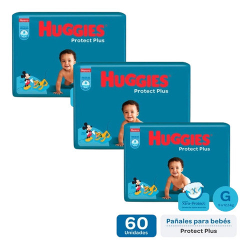 3 Packs Huggies Protect Plus Todos Los Talles