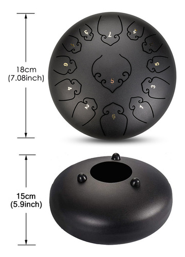 Tambor Handpan Con Lengüeta De Acero, 13 Notas, 12 Pulgadas,