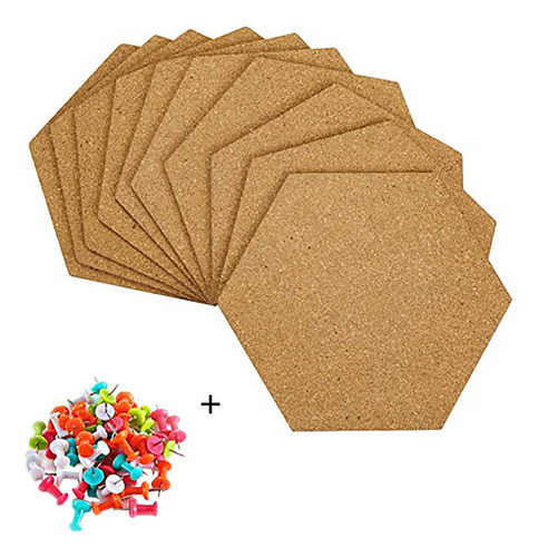 Tablero De Mensajes Hexagonal De Corcho, Foto, Adhesivo Para