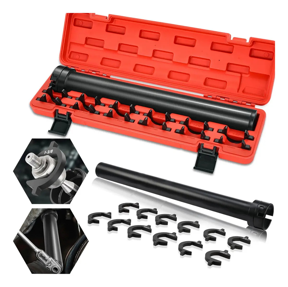 Llave Bieletero De Bieletas Automotriz Barra Extractor Tirante Interior Con 12 Adaptadores