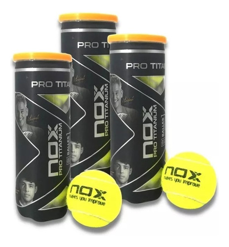 3 Tarros De Pelota De Padel Nox - Pro Titanium X3