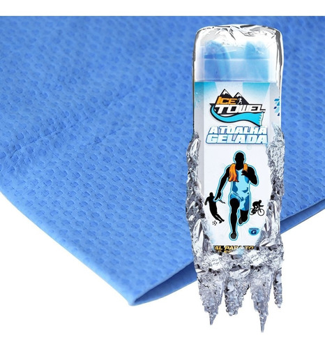 Ice Towel Toalha Esportiva Gelada Para Academia P Cor Azul Liso
