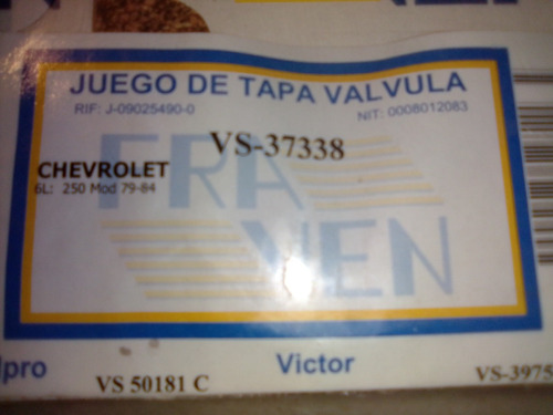 Empacadura Tapa Válvula Vs-37338/ Chevrolet 6l- 250 -(79/84)