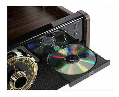Victrola 6-en-1 Bluetooth De Madera, Grabadora De Discos De