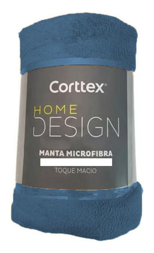 Manta De Microfibra Casal Corttex Azul 1,80m X 2,00m