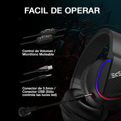 Imagen 4 de 9 de Auriculares Gamers Headset Pc Eksa E400 Rgb Multiplataforma