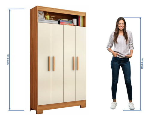 Armário Multiuso Escritório Nt4040 Com 4 Portas E Nicho