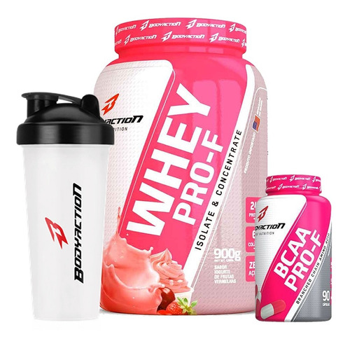 Whey Feminino Pro-f 900g + Bcaa Pro-f - Body Action + Shaker