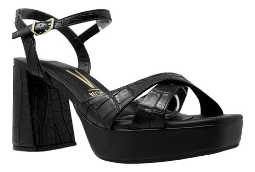 Sandalias De Tacon Negra Zapatos Mujer Vizzano 6472104