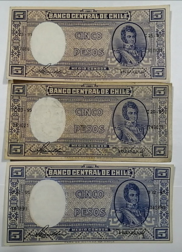 Billetes Chilenos 5 Pesos - Maschke-herrera - 1953-1958-tl1