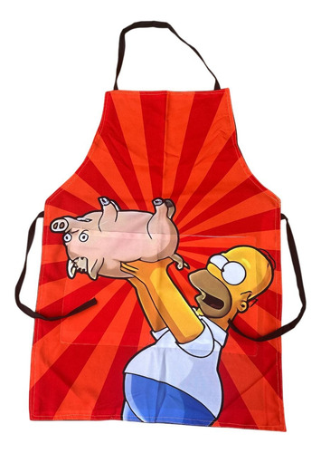 Mandil Delantal Chef Parrillero Estampado Caballero Variado Simpson