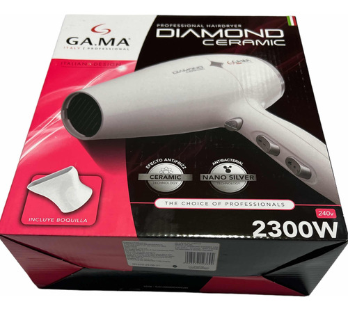 Secador Ga.ma Diamond Cerámic Std 2300w Blanco Con Boquilla