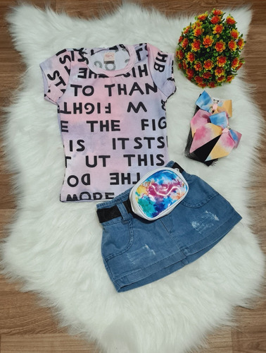 Imagem 4 de 7 de Conjunto Infantil Blogueirinha Com Pochete E Meia Arrastão