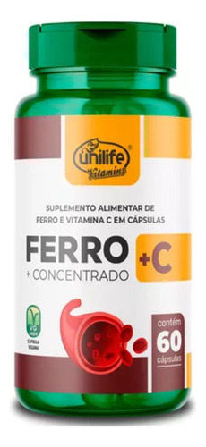 Ferro Com Vitamina C 60 Cápsulas - Unilife
