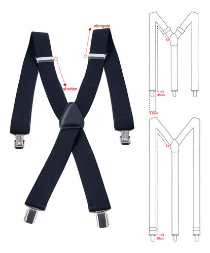 Tirantes For Hombre, Ajustables Y Resistentes, Con Clip,